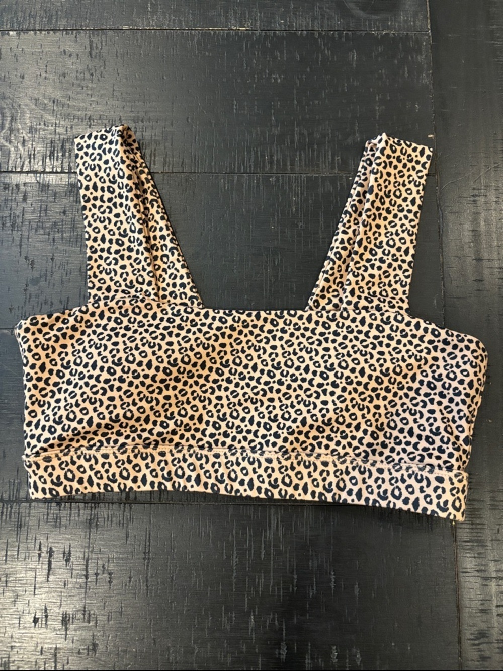 Allfenix Anthropologie Leopard Crop Yoga Sports Bra Tank Black Tan Leopard Large